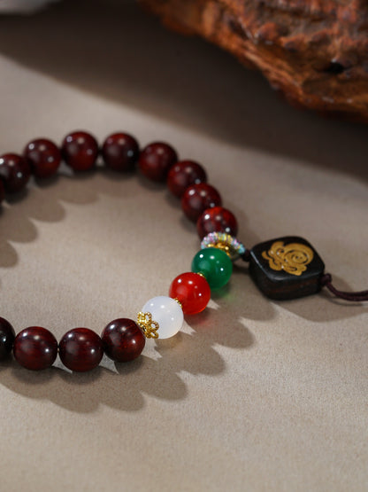 VerdantStrand Blood Sandalwood & Agate Blessing Bracelet