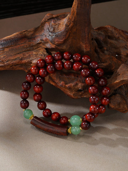 VerdantStrand Blood Sandalwood & Mantra Double-Strand Bracelet