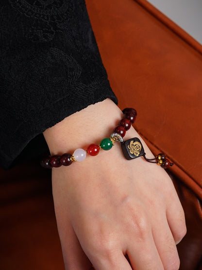 VerdantStrand Blood Sandalwood & Agate Blessing Bracelet
