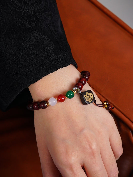 VerdantStrand Blood Sandalwood & Agate Blessing Bracelet