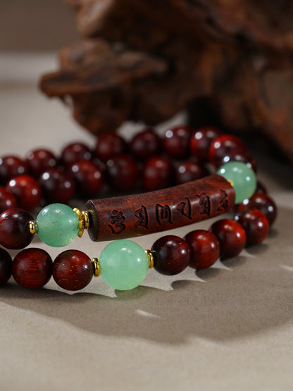VerdantStrand Blood Sandalwood & Mantra Double-Strand Bracelet