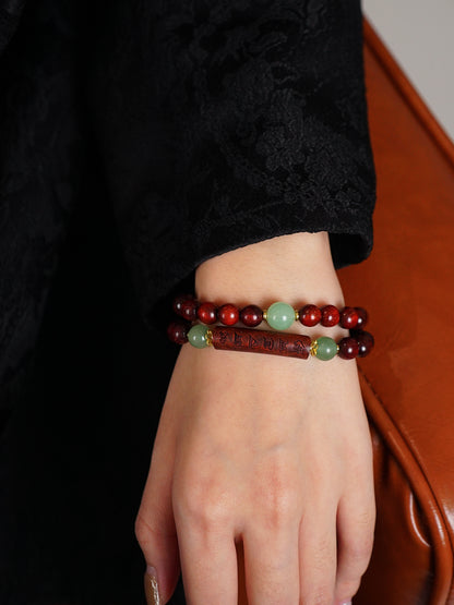 VerdantStrand Blood Sandalwood & Mantra Double-Strand Bracelet