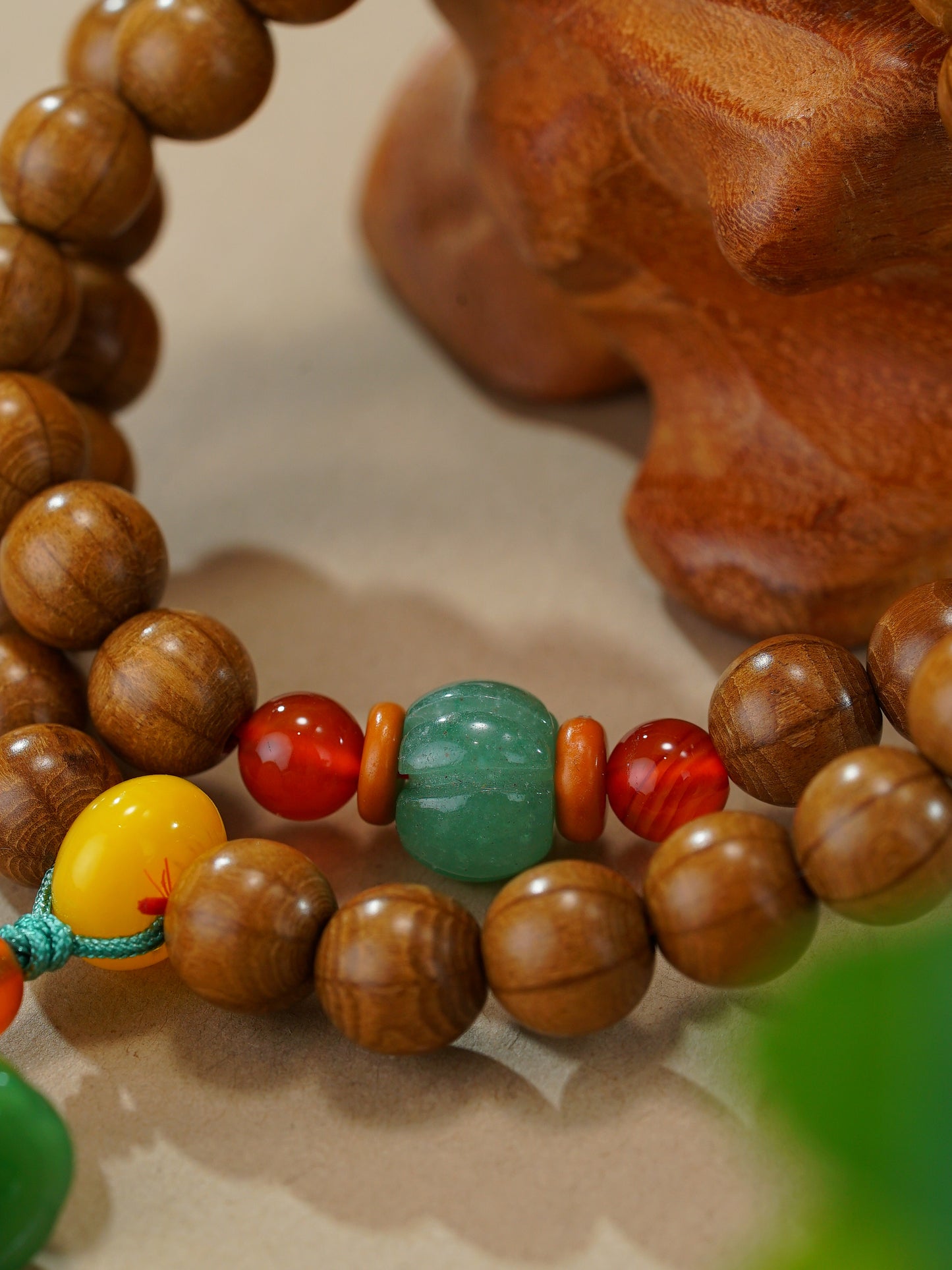 VerdantStrand Liudao Wood & Aventurine Double-Strand Bracelet