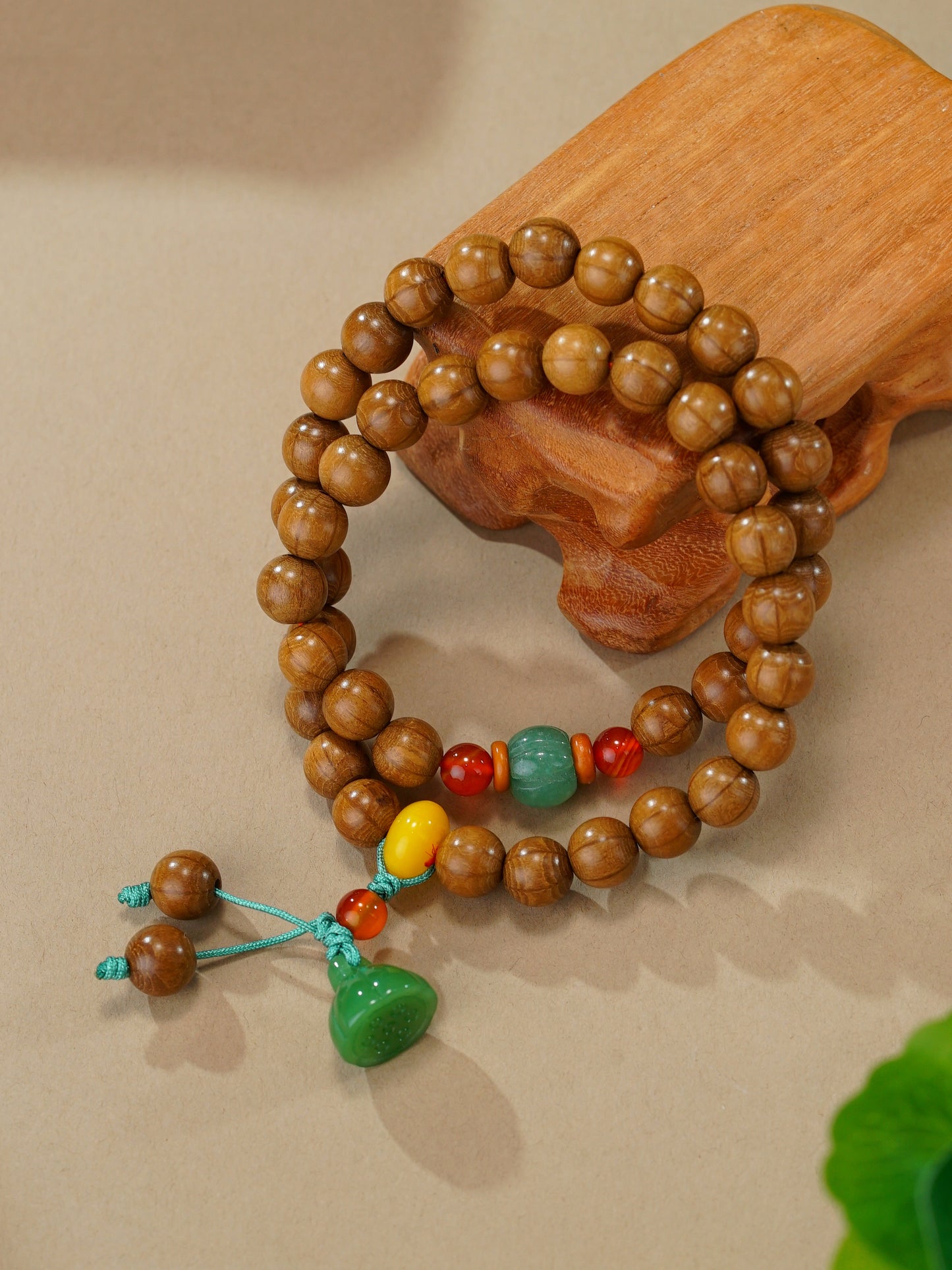 VerdantStrand Liudao Wood & Aventurine Double-Strand Bracelet