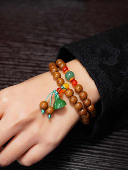 VerdantStrand Liudao Wood & Aventurine Double-Strand Bracelet