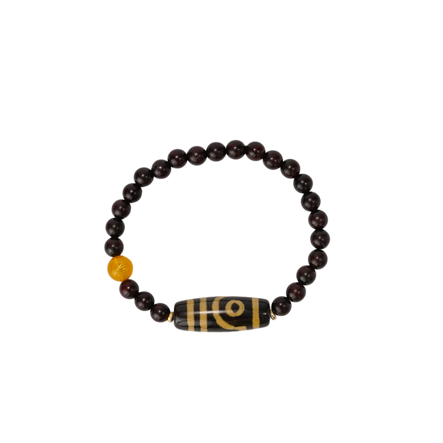 VerdantStrand Red Sandalwood & Dzi Bead Amulet Bracelet