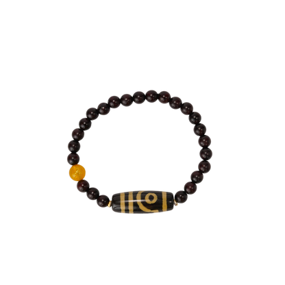 VerdantStrand Red Sandalwood & Dzi Bead Amulet Bracelet
