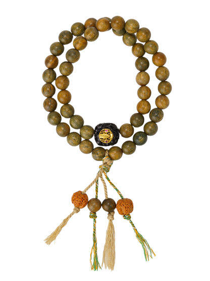 VerdantStrand Green Sandalwood & Five Wealth Gods Amulet Bracelet