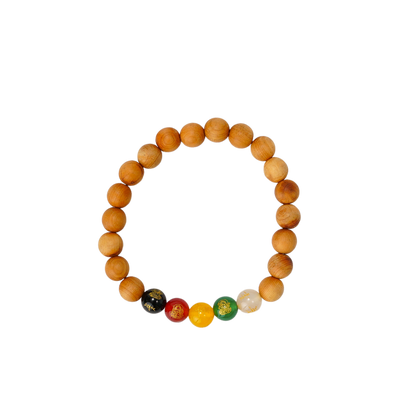 VerdantStrand Cypress Wood & Five Elements Amulet Bracelet