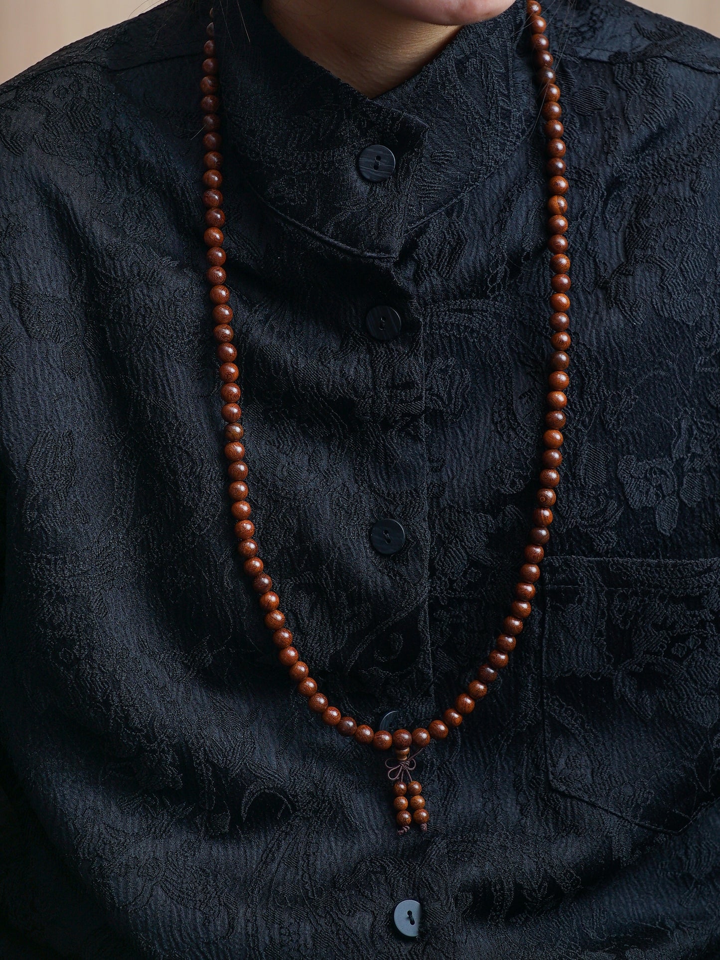 VerdantStrand Golden Sandalwood 108-Bead Mala Bracelet