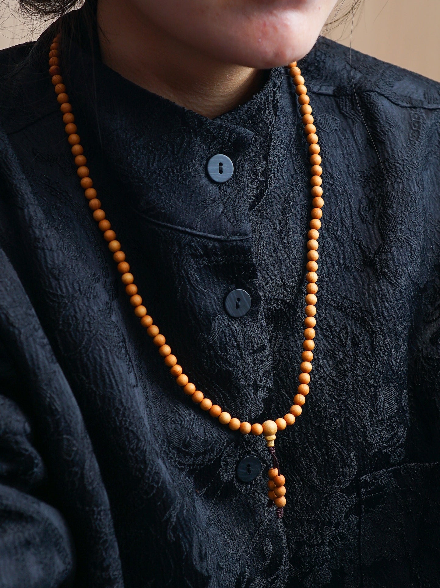 VerdantStrand Cypress Wood Mini 108-Bead Mala Bracelet(0.6cm)