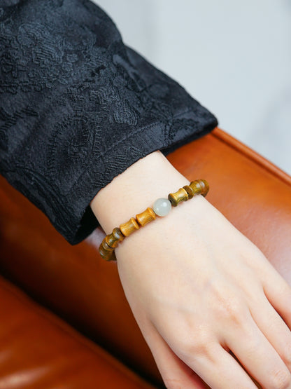 VerdantStrand Green Sandalwood & Hetian Jade Amulet Bracelet