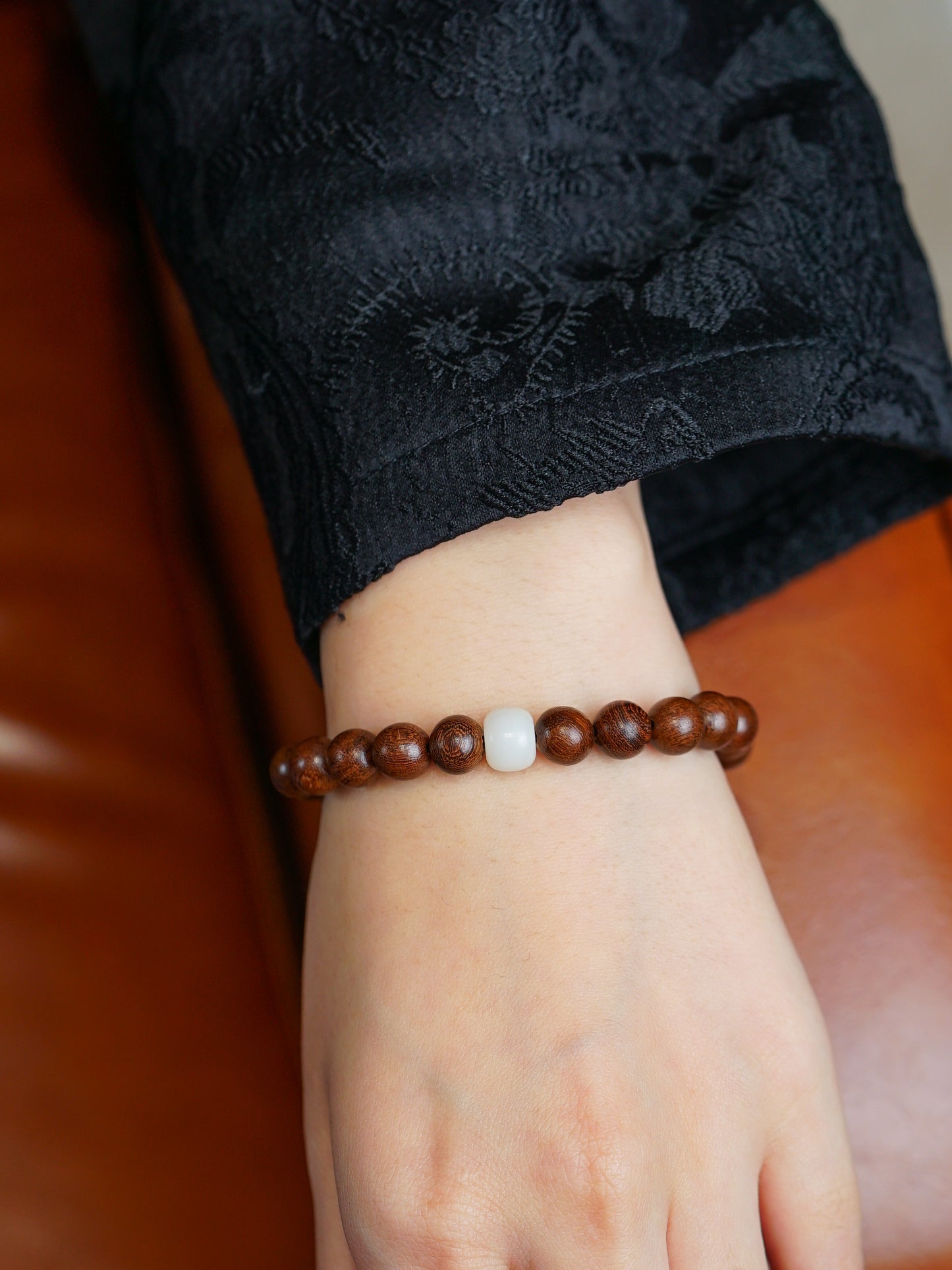 VerdantStrand Golden Sandalwood & Bodhi Seed Amulet Bracelet