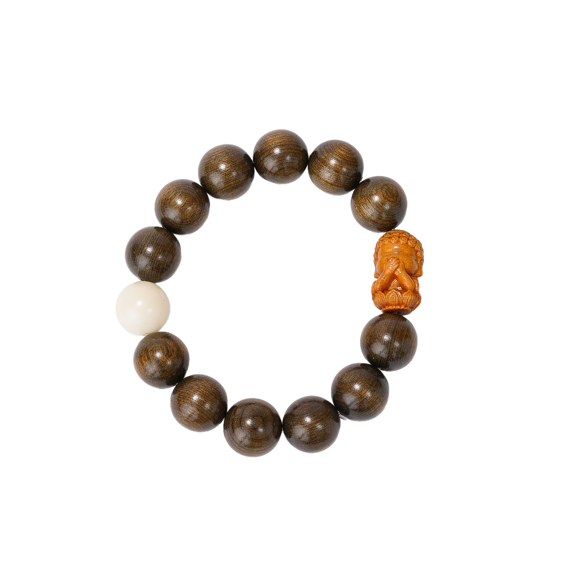 VerdantStrand Petrified Wood & Laughing Buddha Amulet Bracelet