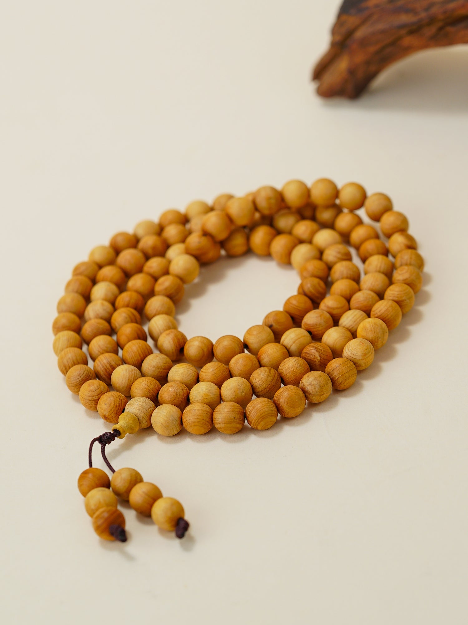 VerdantStrand Cypress Wood Mini 108-Bead Mala Bracelet(0.6cm)