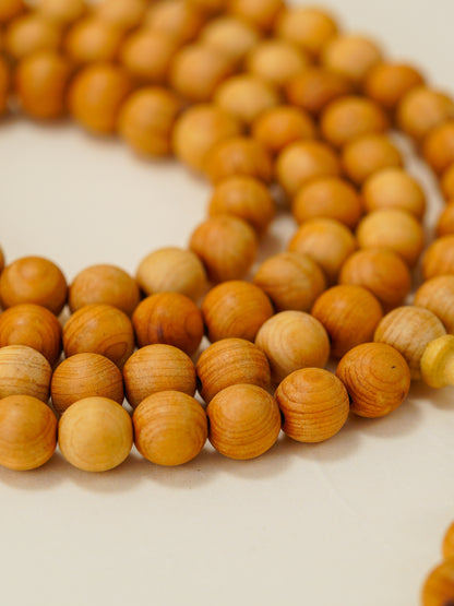 VerdantStrand Cypress Wood Mini 108-Bead Mala Bracelet(0.6cm)