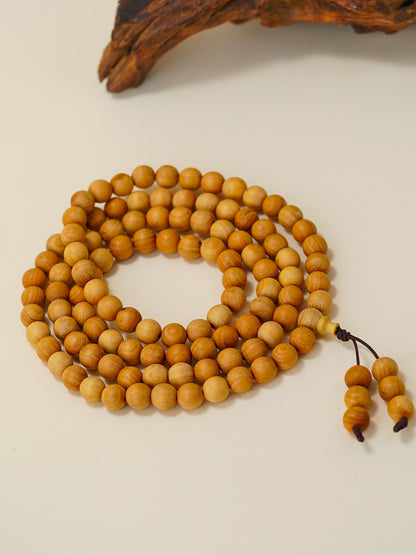 VerdantStrand Cypress Wood Mini 108-Bead Mala Bracelet(0.6cm)