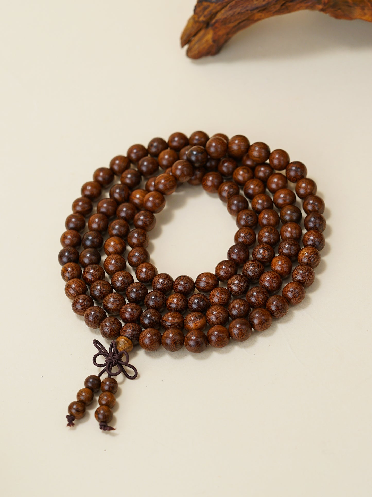 VerdantStrand Golden Sandalwood 108-Bead Mala Bracelet