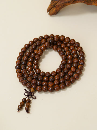 VerdantStrand Golden Sandalwood 108-Bead Mala Bracelet