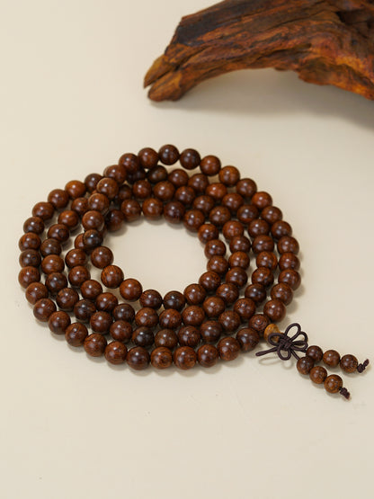 VerdantStrand Golden Sandalwood 108-Bead Mala Bracelet