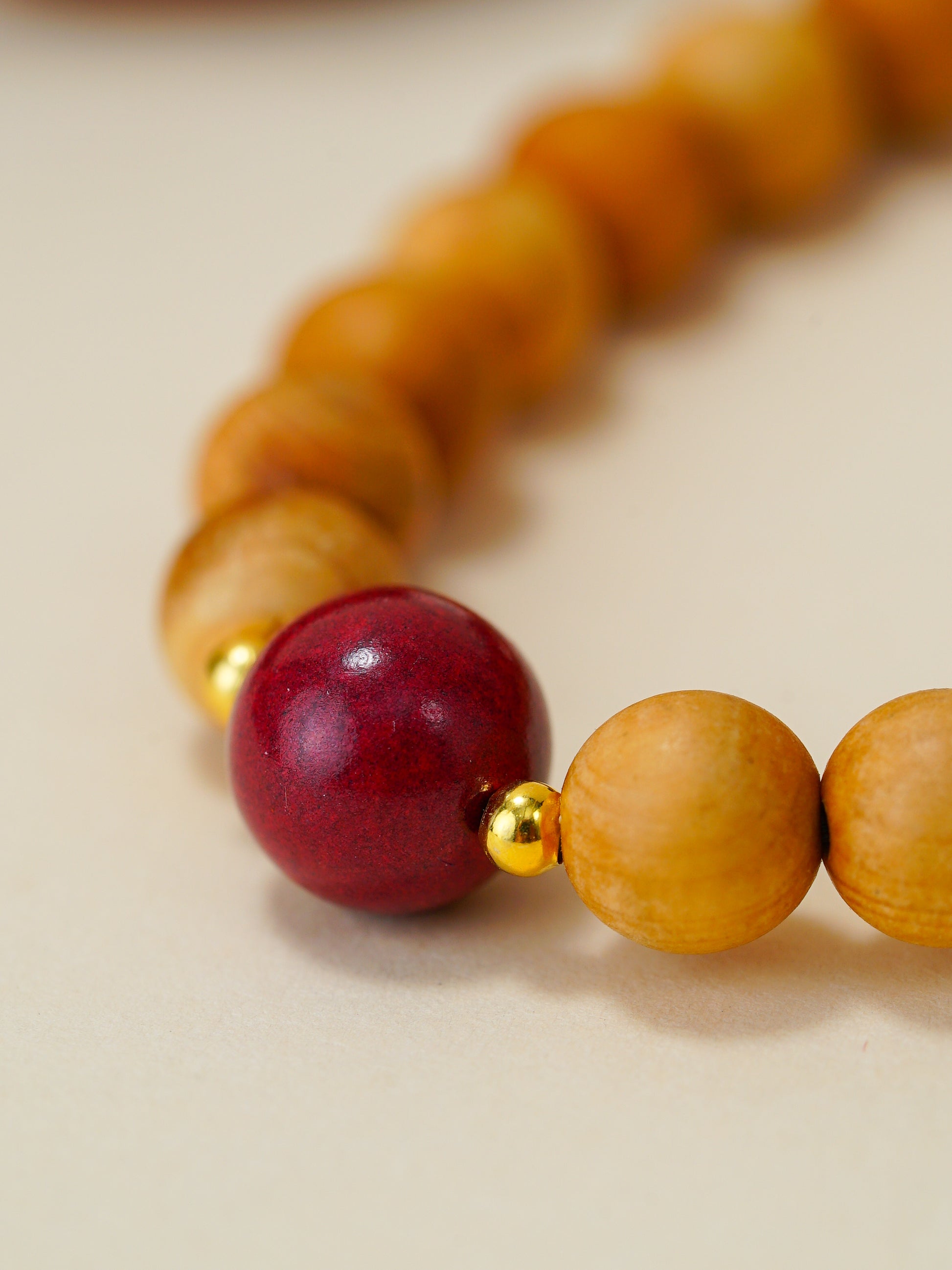 VerdantStrand Cypress Wood & Cinnabar Amulet Bracelet