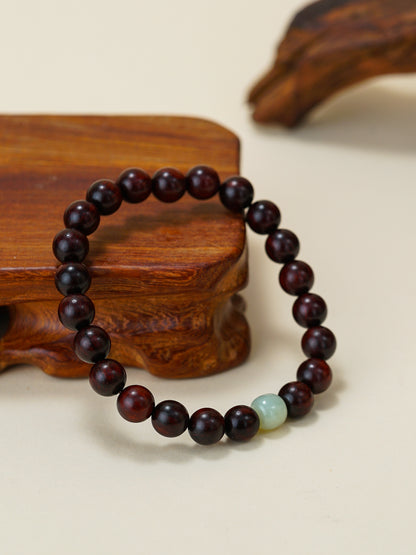 VerdantStrand Red Sandalwood & Hetian Jade Amulet Bracelet