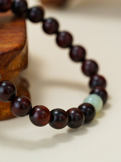 VerdantStrand Red Sandalwood & Hetian Jade Amulet Bracelet