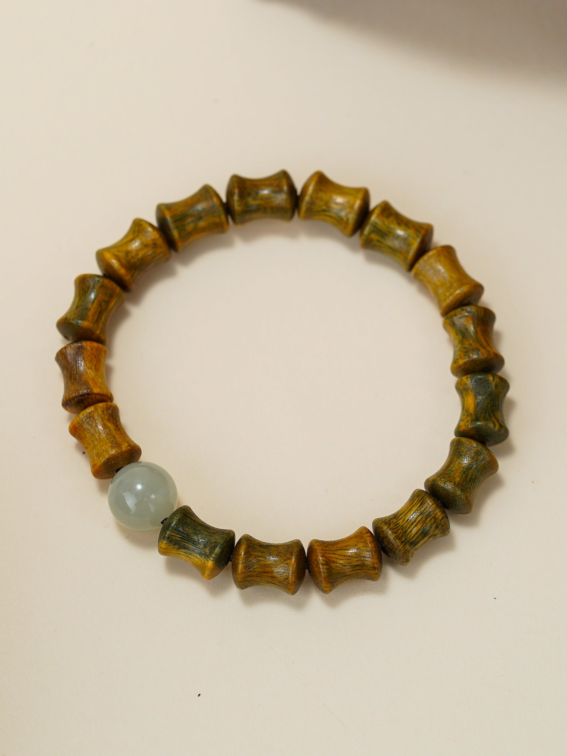 VerdantStrand Green Sandalwood & Hetian Jade Amulet Bracelet