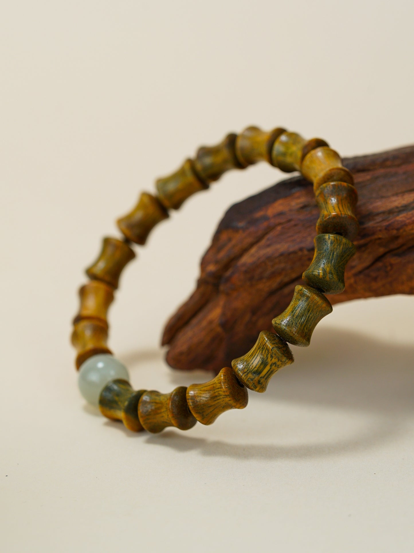 VerdantStrand Green Sandalwood & Hetian Jade Amulet Bracelet