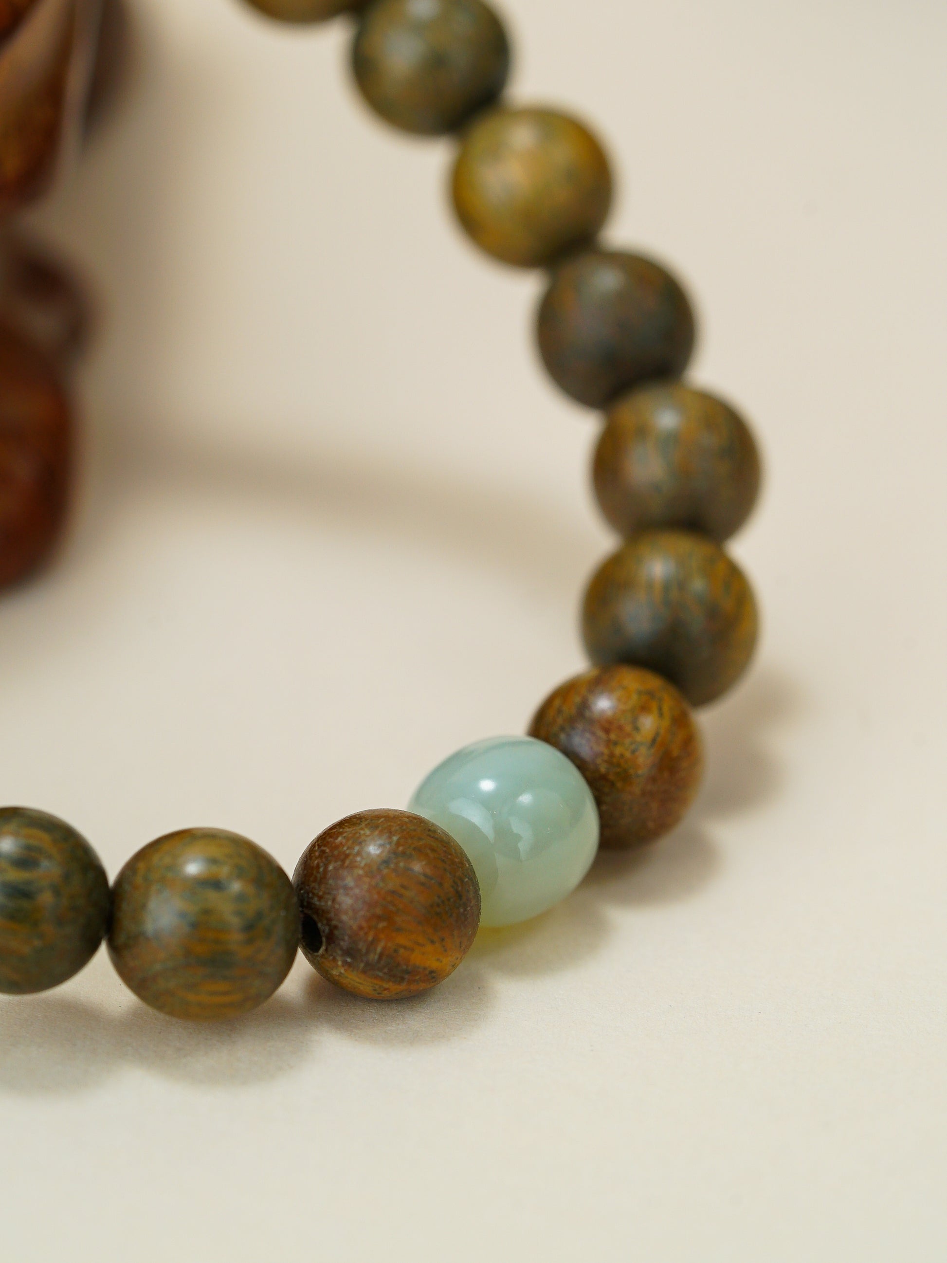 VerdantStrand Green Sandalwood & Hetian Jade Amulet Bracelet