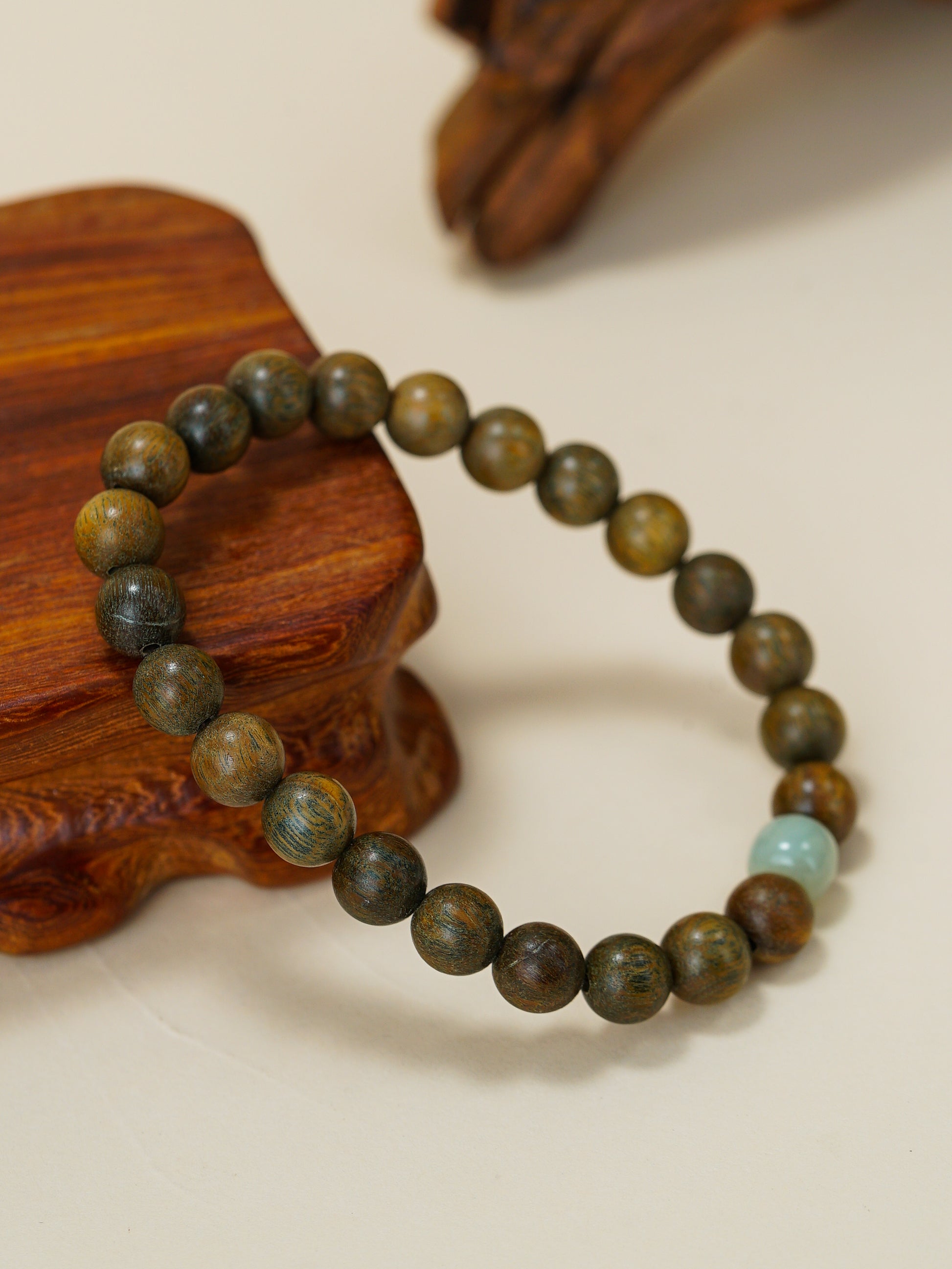 VerdantStrand Green Sandalwood & Hetian Jade Amulet Bracelet