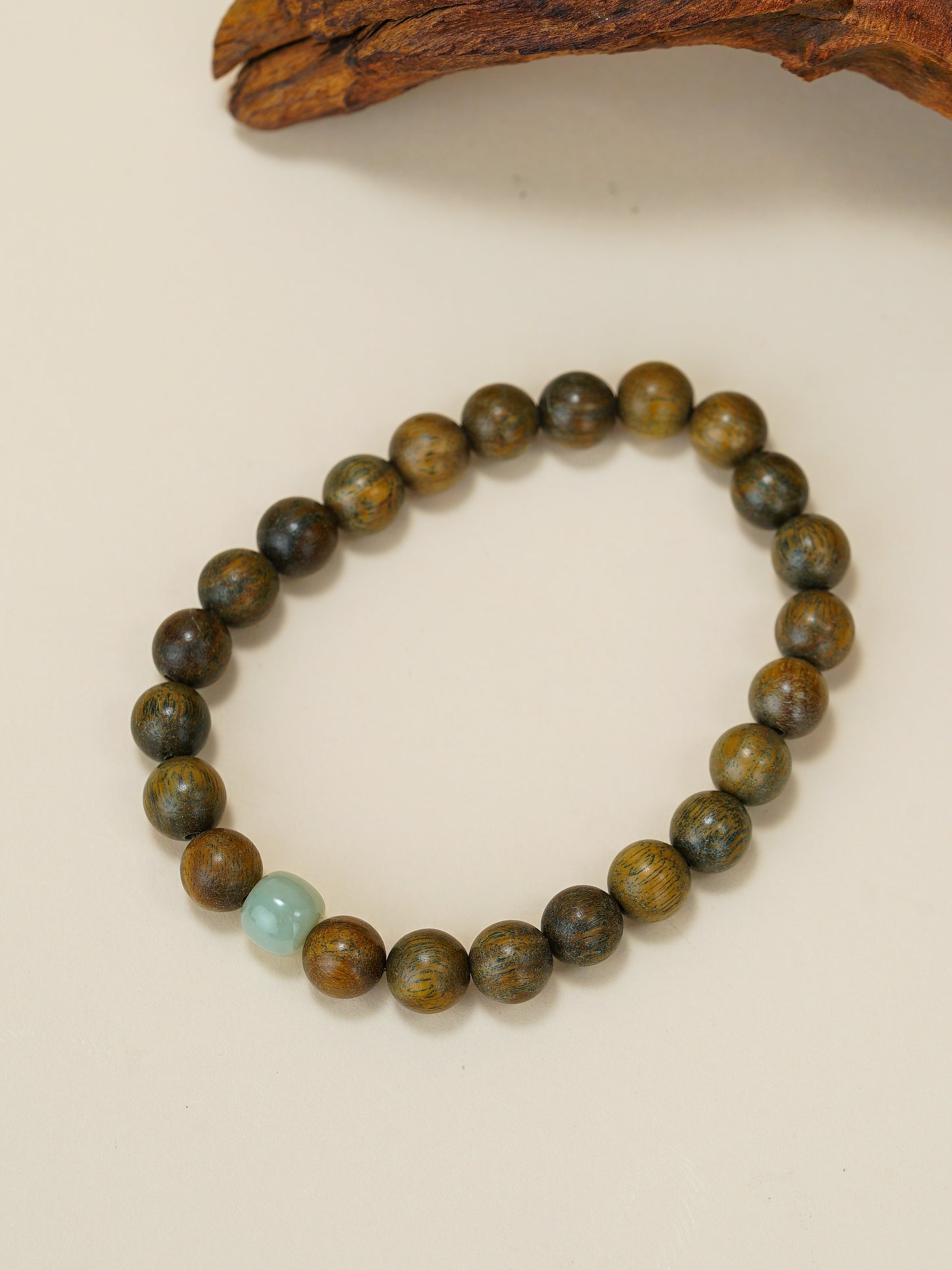 VerdantStrand Green Sandalwood & Hetian Jade Amulet Bracelet