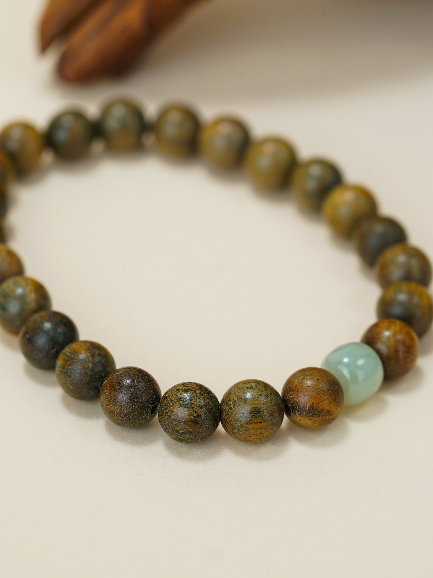 VerdantStrand Green Sandalwood & Hetian Jade Amulet Bracelet