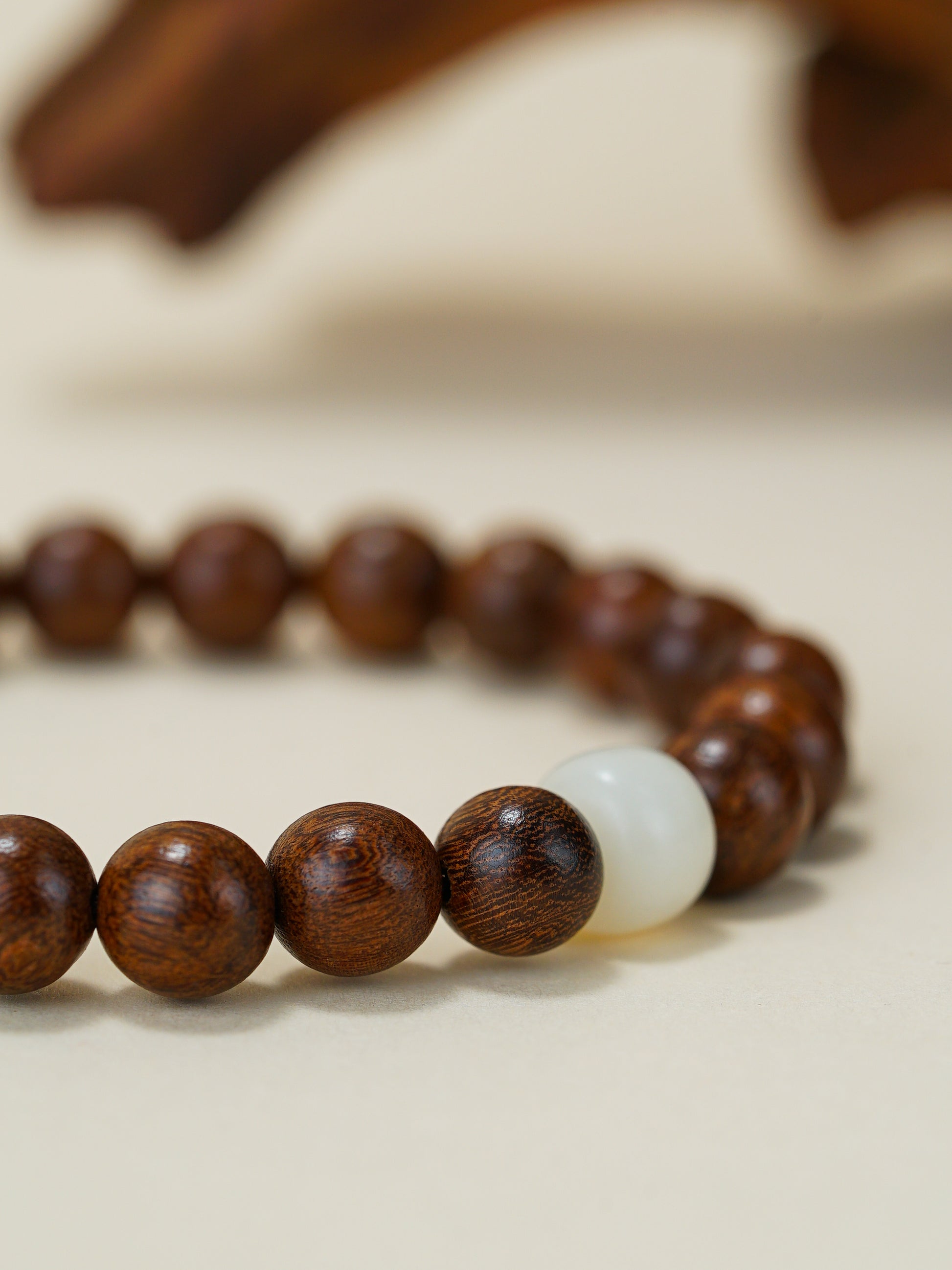 VerdantStrand Golden Sandalwood & Bodhi Seed Amulet Bracelet