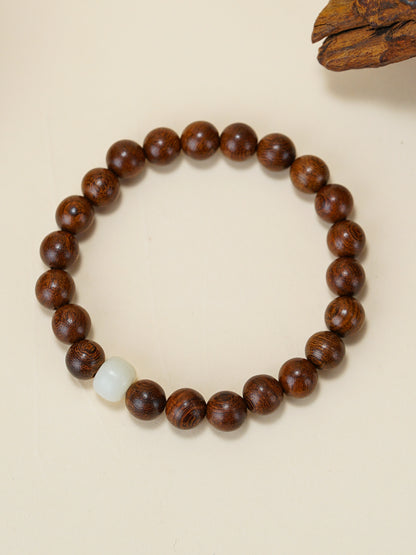 VerdantStrand Golden Sandalwood & Bodhi Seed Amulet Bracelet