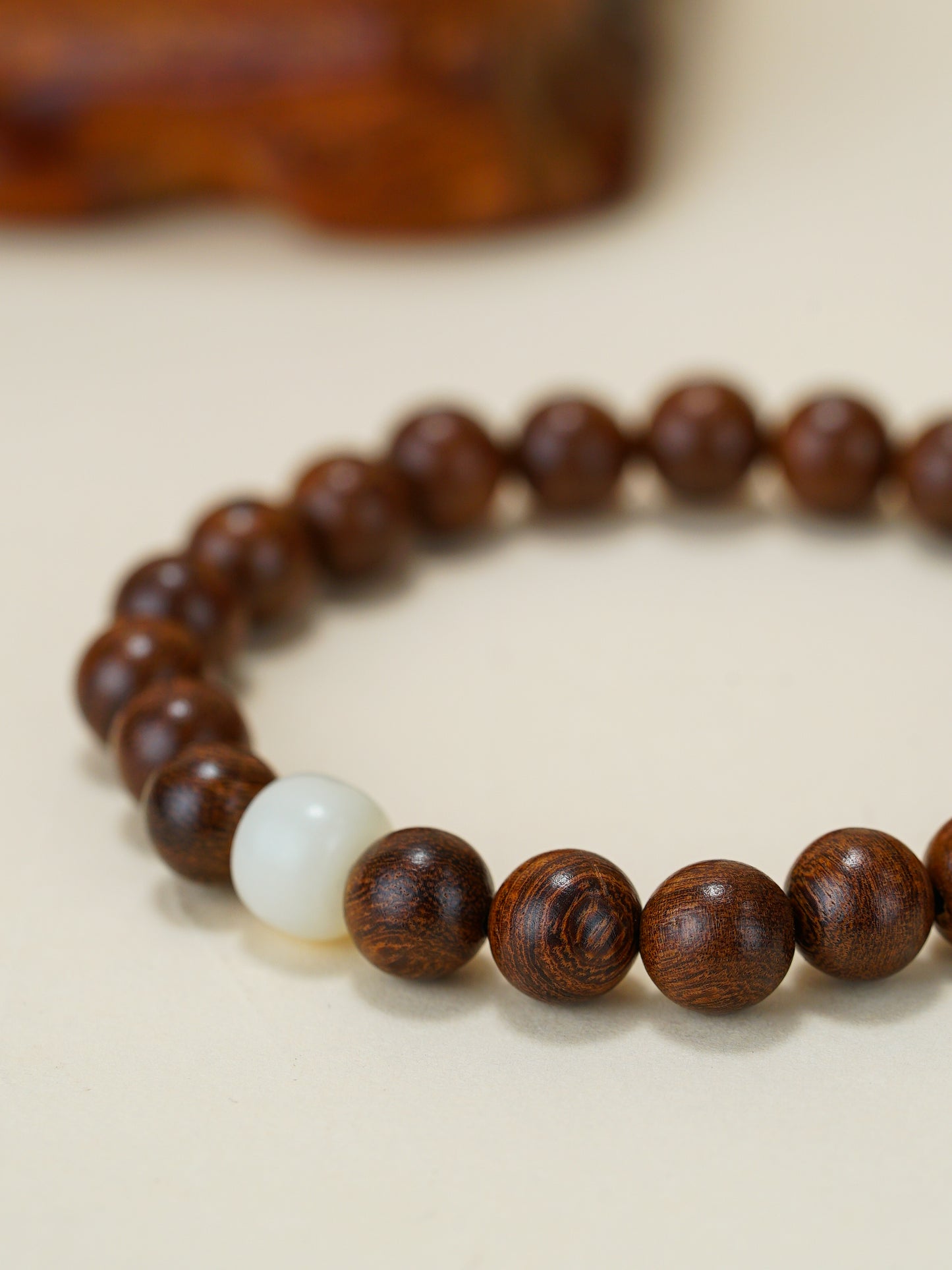 VerdantStrand Golden Sandalwood & Bodhi Seed Amulet Bracelet