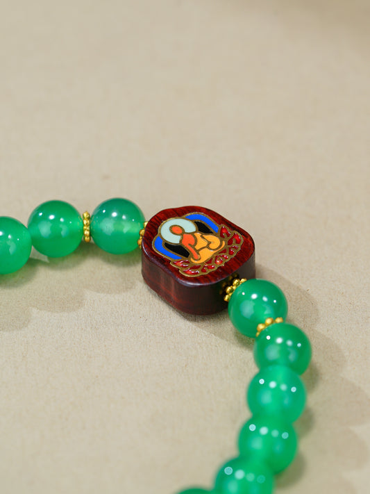 VerdantStrand Chalcedony & Buddha Amulet Bracelet