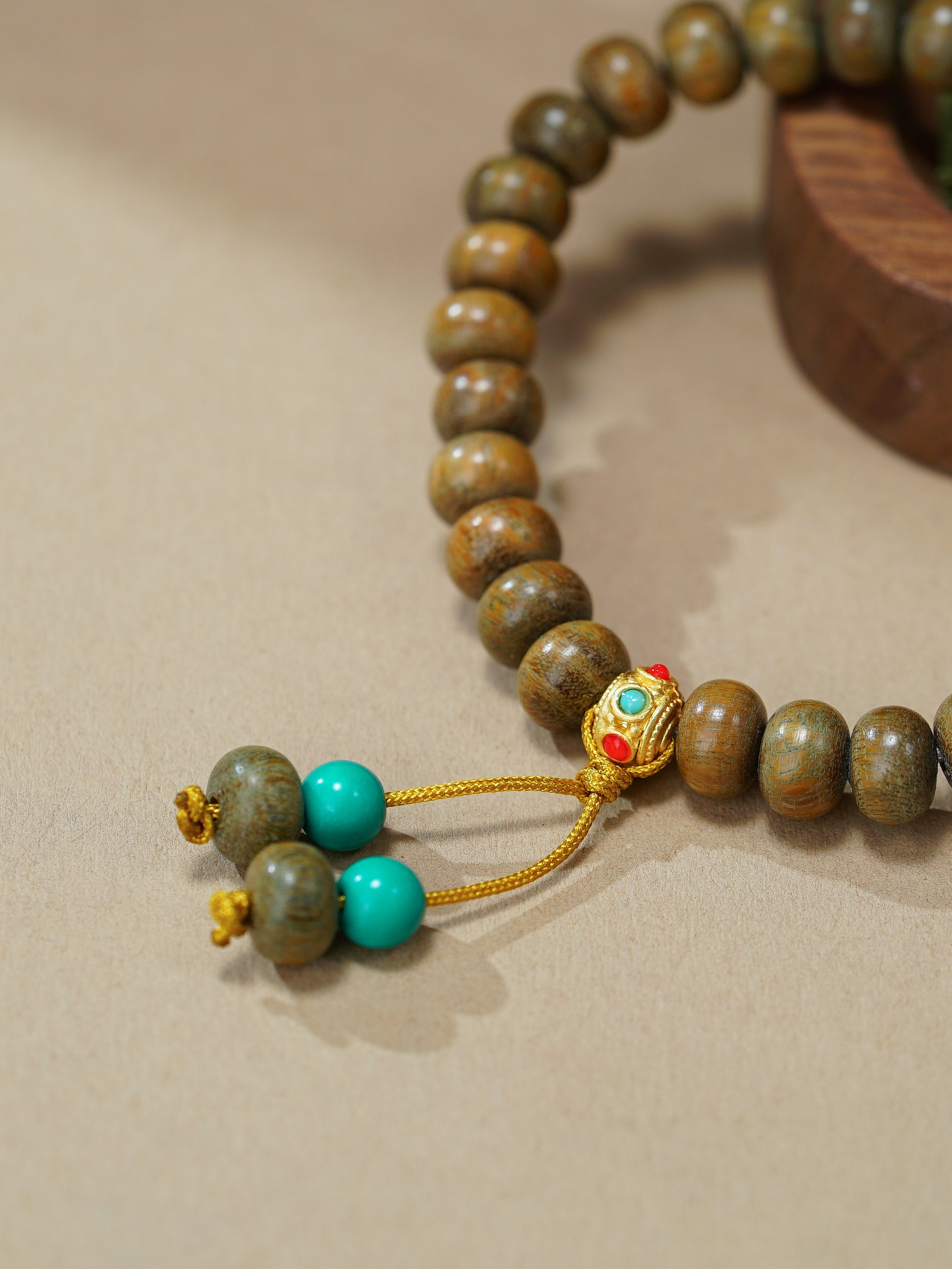 VerdantStrand Green Sandalwood & Agate "Tai Sui" Amulet Bracelet