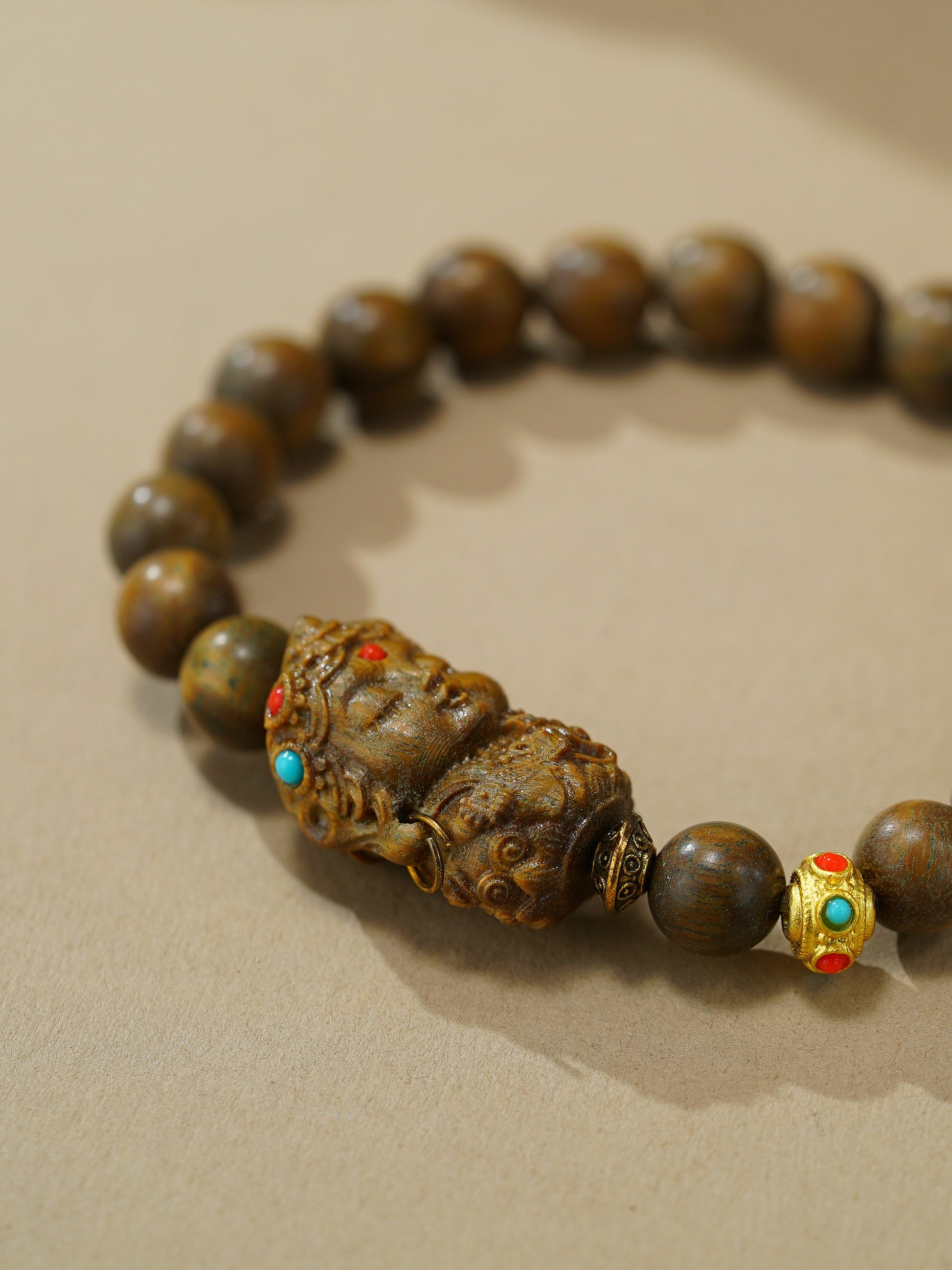 VerdantStrand Green Sandalwood & Tara Amulet Bracelet