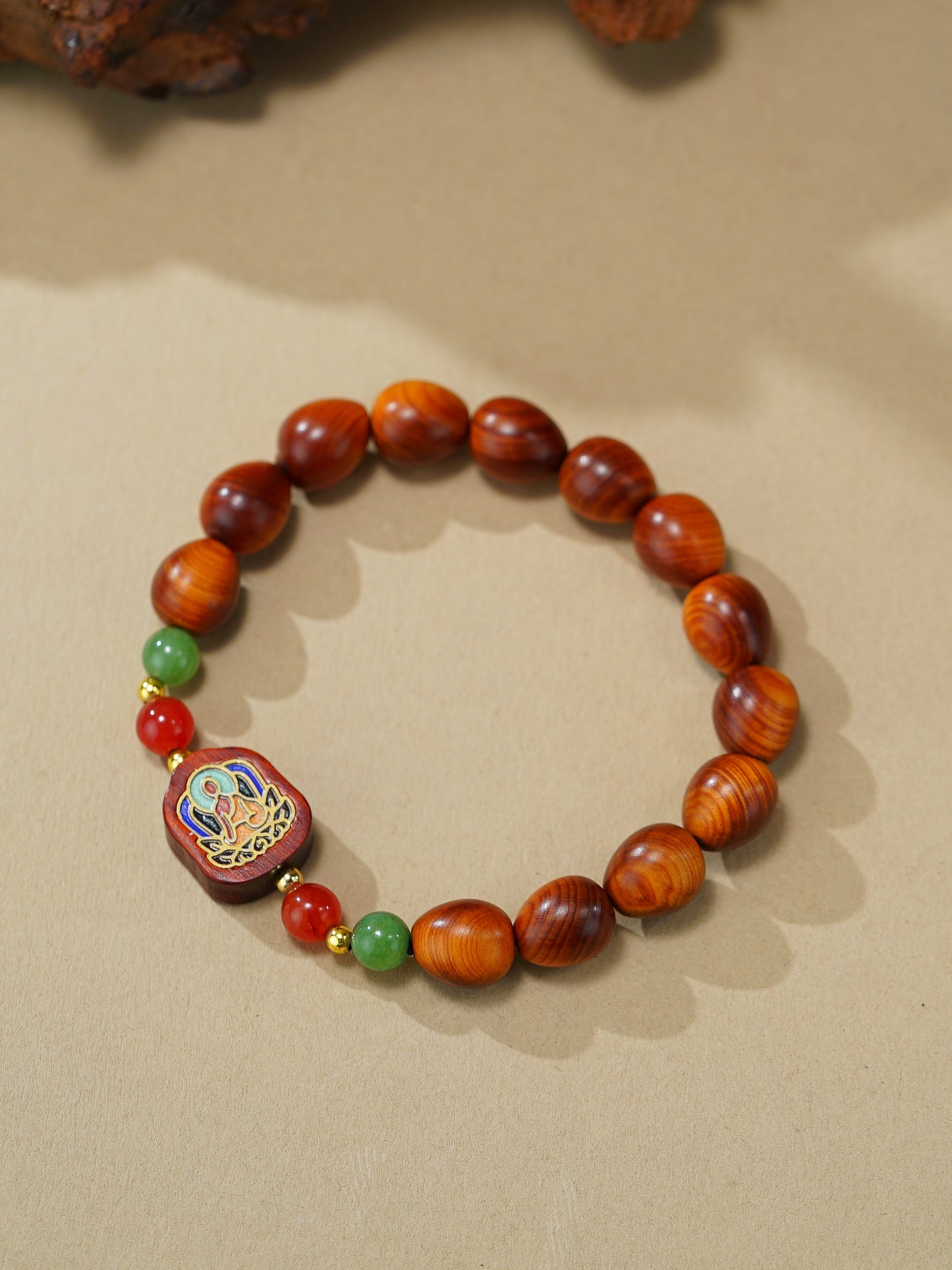 VerdantStrand Cypress Wood & Buddha Amulet Bracelet