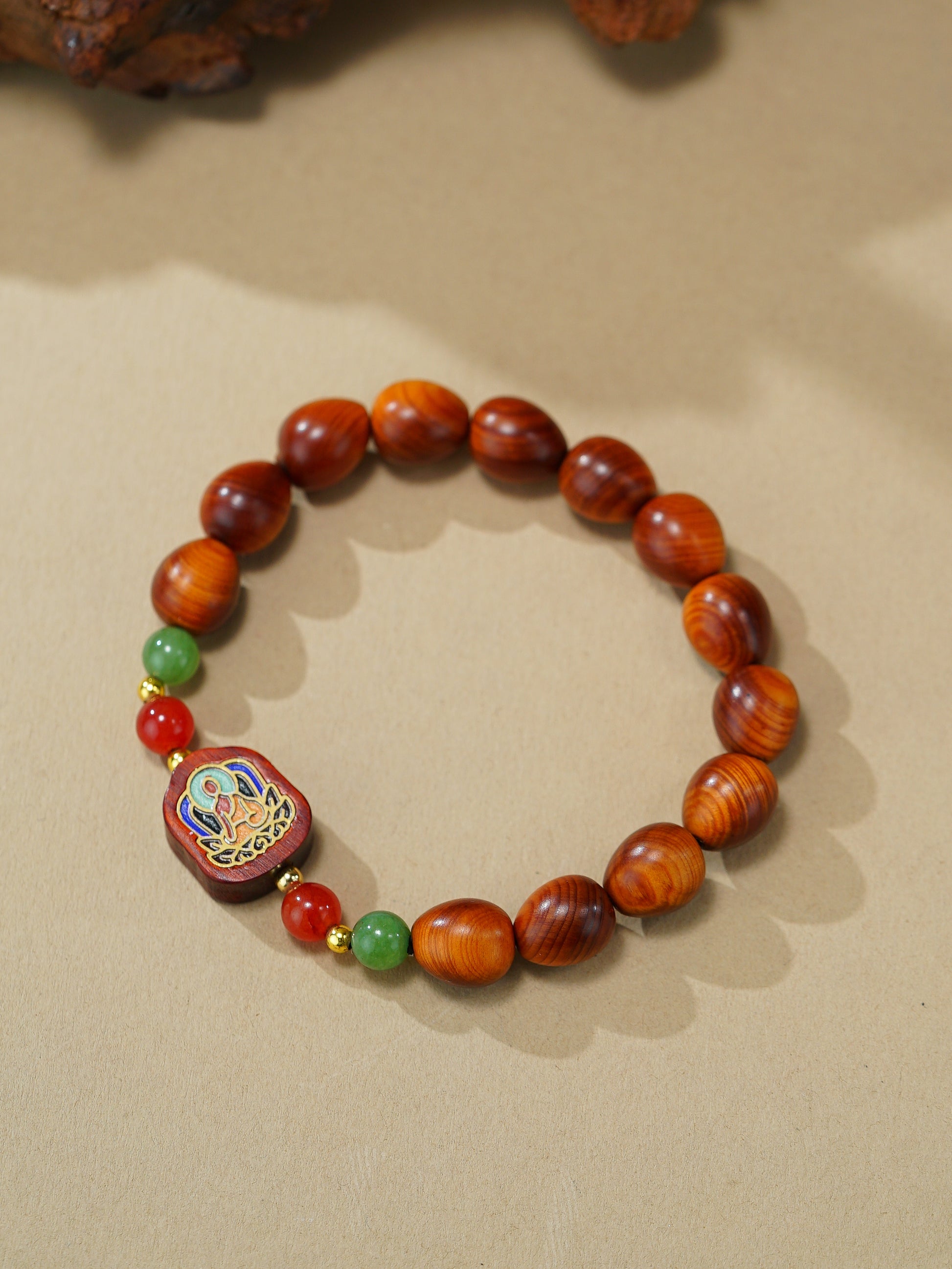 VerdantStrand Cypress Wood & Buddha Amulet Bracelet