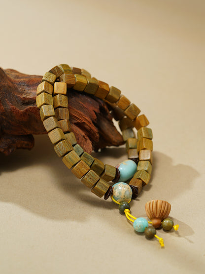 VerdantStrand Green Sandalwood & Lotus Pod Amulet Bracelet