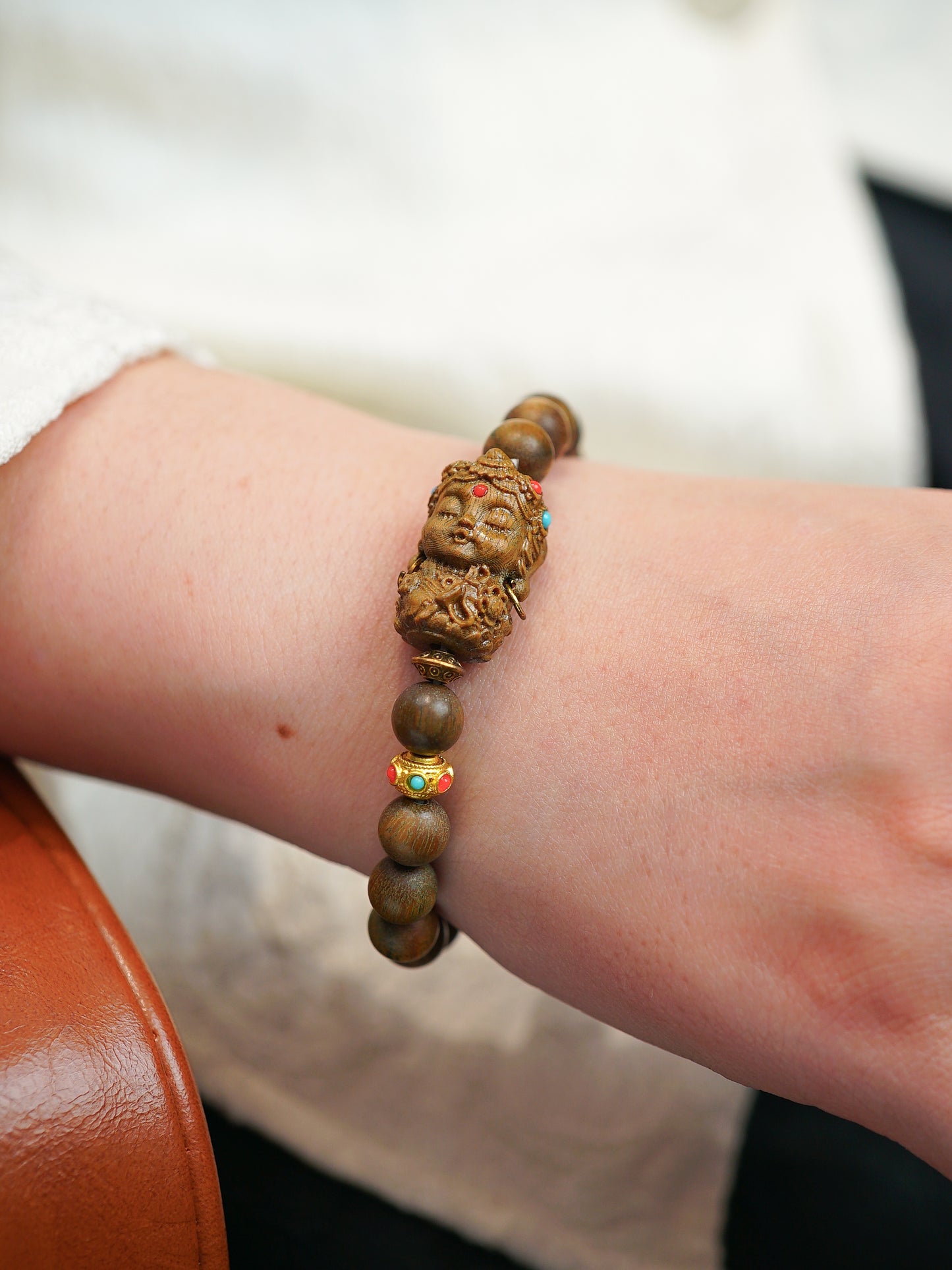 VerdantStrand Green Sandalwood & Tara Amulet Bracelet