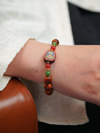 VerdantStrand Cypress Wood & Buddha Amulet Bracelet