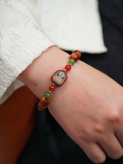 VerdantStrand Cypress Wood & Buddha Amulet Bracelet