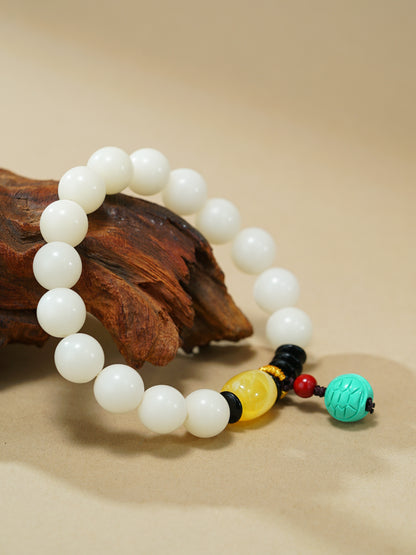 VerdantStrand Bodhi Seed & Howlite Amulet Bracelet