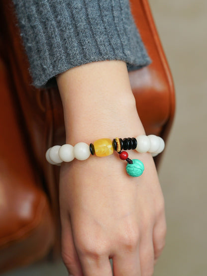 VerdantStrand Bodhi Seed & Howlite Amulet Bracelet