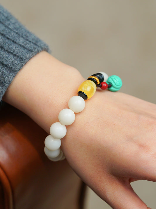 VerdantStrand Bodhi Seed & Howlite Amulet Bracelet