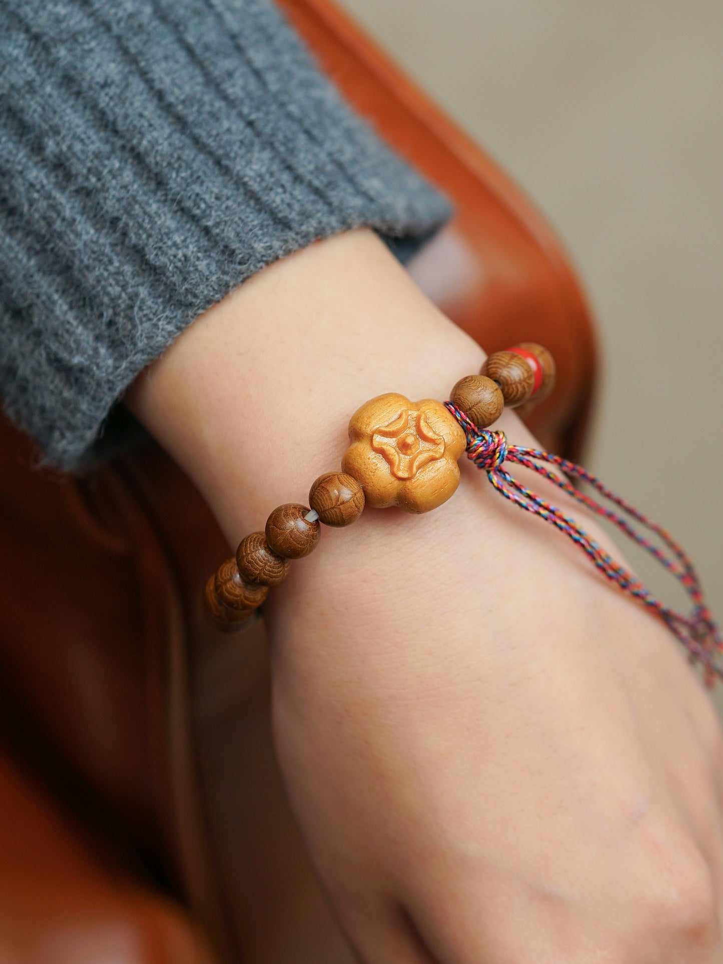 VerdantStrand Liudao Wood & Persimmon Amulet Bracelet