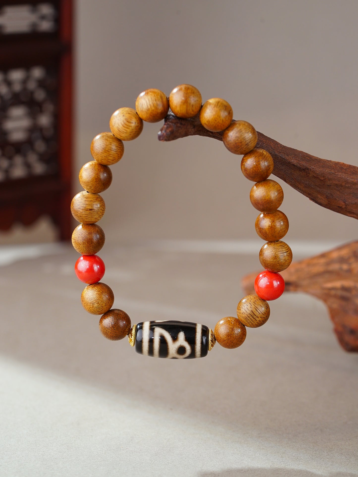 VerdantStrand Hainan Agarwood & Dzi Bead Amulet Bracelet